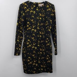 Philosophy Anthropologie | Longsleeve black yellow floral Mini dress - Small